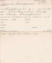 Jennie Sampson Student Information Card