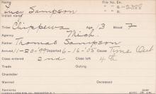 Lucy Sampson Student Information Card
