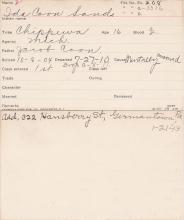Ida Coon Sands Student Information Card