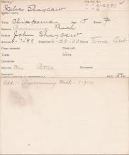 Julia Shaycaw Student Information Card