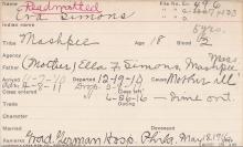 Eva Simons Student Information Card