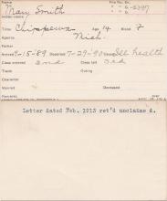 Mary Smith Student Information Card