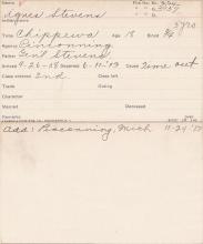 Agnes Stevens Student Information Card