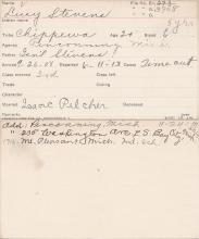 Lucy Stevens Student Information Card