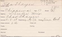 Ida Thayer Student Information Card