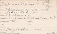 Rebecca Thomas Student Information Card
