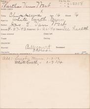 Martha Van Wert Student Information Card