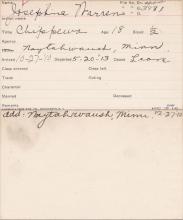Josephine Warren Student Information Card