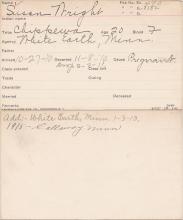 Susan Wright Student Information Card