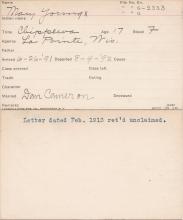 Mary Young Student Information Card