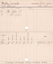 Joseph Mills Progress Card