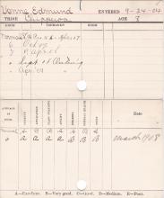 Edmund Venne Progress Card