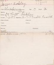 James Ackley Student Information Card