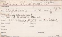 Antoine Ahnahquod Student Information Card