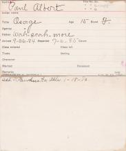 Paul Albert Student Information Card