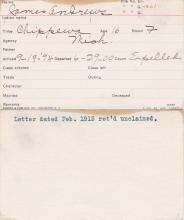 James Andrews Student Information Card
