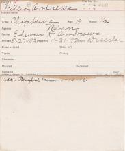 Willie Andrews Student Information Card