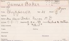James Baker Student Information Card