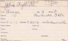 John Baptiste Student Information Card
