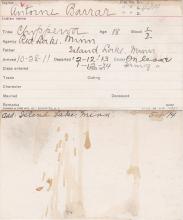 Antoine Barrar Student Information Card