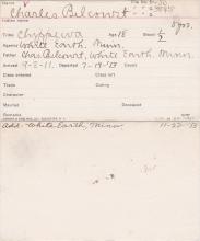 Charles Belcourt Student Information Card