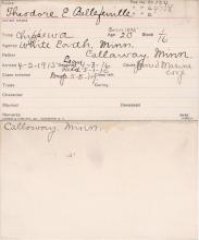 Theodore E. Bellefeuille Student Information Card