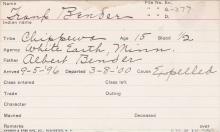 Frank Bender Student Information Card