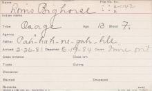 Louis Bighorse Student Information Card