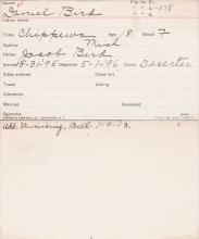 Daniel Bird Student Information Card