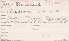 John Blanchard Student Information Card