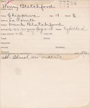 Henry Blatchford Student Information Card