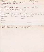 Frank Bressett Student Information Card