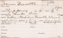 Francis Bresette Student Information Card