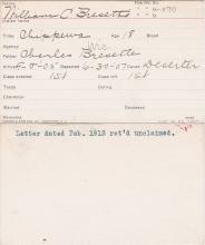 William C. Bresette Student Information Card