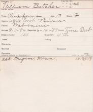 William Butcher Student Information Card