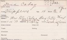 David Cabay Student Information Card