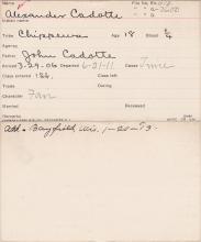 Alexander Cadotte Student Information Card