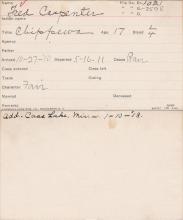 Fred Carpenter Student Information Card