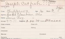 Joseph Catfish Student Information Card