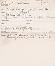 Elliott Collins Student Information Card