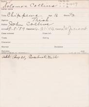 Solomon Collins Student Information Card