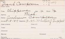 Frank Campeau Student Information Card