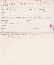 George Conner Student Information Card