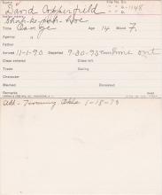 David Copperfield (Shah-ke-pah-hoe) Student Information Card