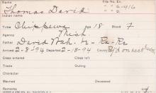 Thomas David Student Information Card