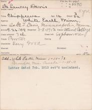DeLancey Davis Student Information Card
