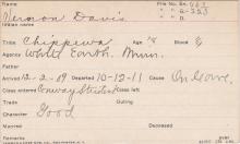 Vernon Davis Student Information Card