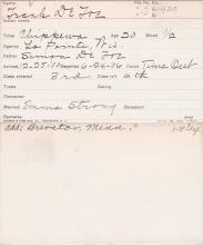Frank DeFoe Student Information Card