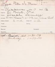 Alfred Peter De Marr Student Information Card