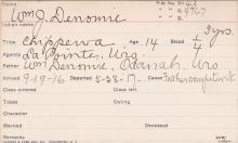 William J. Denomie Student Information Card